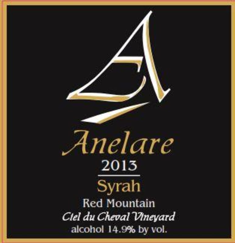 Anelare Ciel du Cheval Vineyard Syrah 2013 Front Label