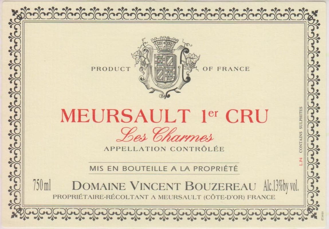Estraunza Meursault Les Charmes Premier Cru 2014 Front Label