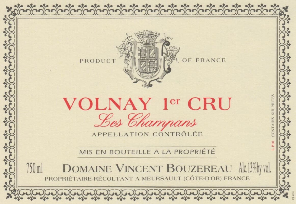 Estraunza Volnay Les Champans Premier Cru 2013 Front Label