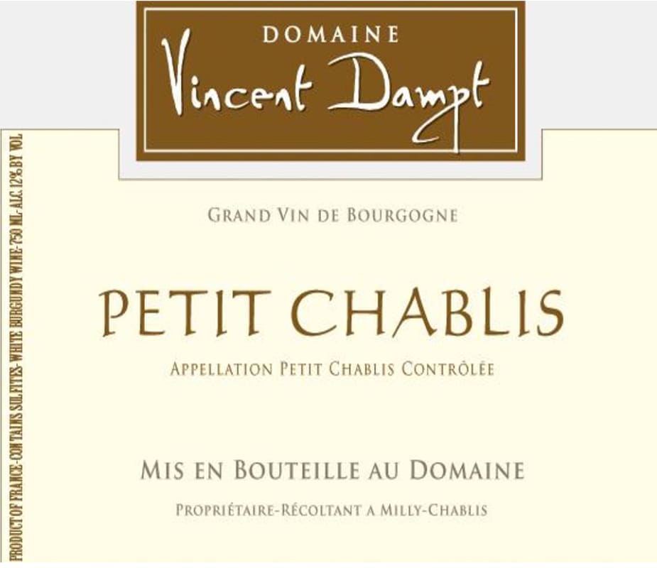 Domaine Vincent Dampt Petit Chablis 2013 Front Label