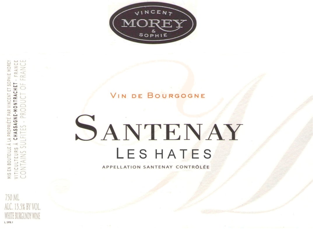 Domaine Vincent & Sophie Morey Santenay Les Hates 2012 Front Label