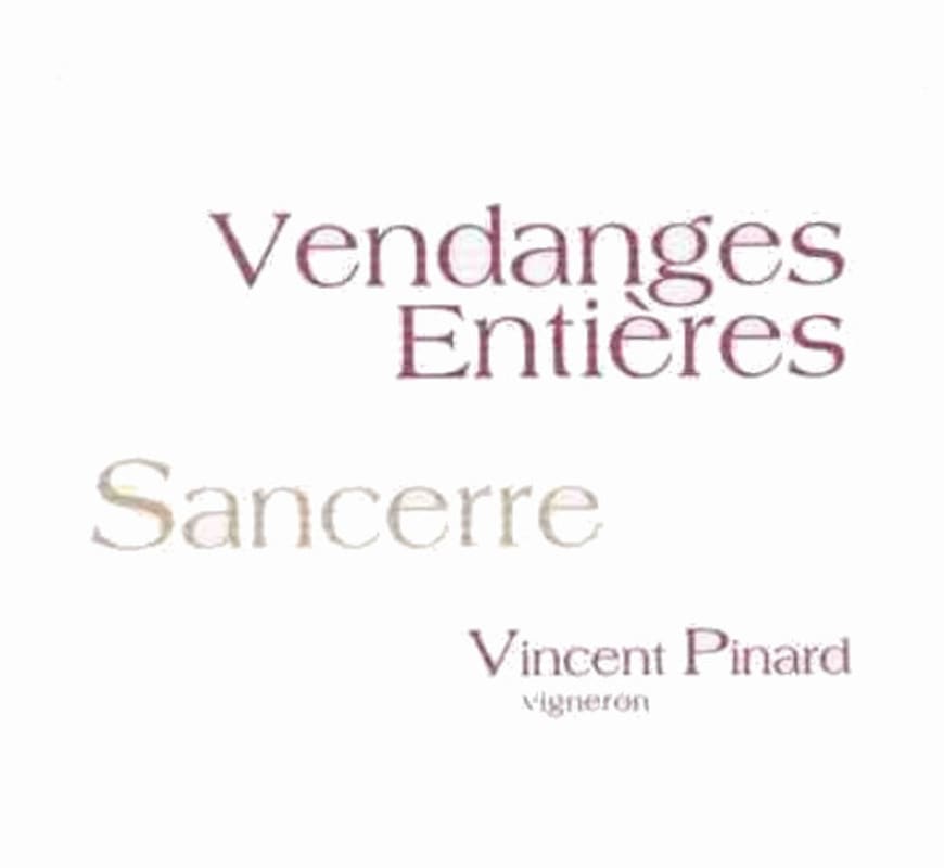 Domaine Vincent Pinard Sancerre Vendanges Entieres 2012 Front Label