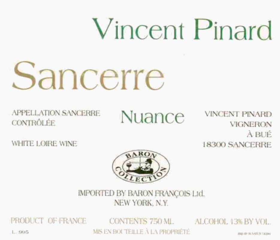 Domaine Vincent Pinard Sancerre Nuance 2006 Front Label