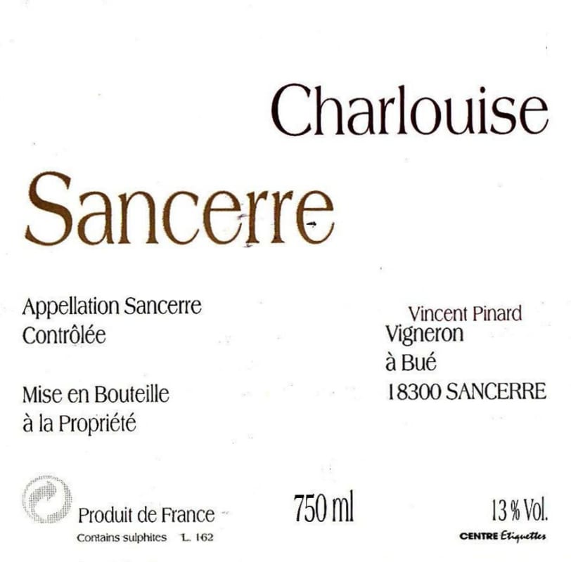 Domaine Vincent Pinard Sancerre Charlouise 2007 Front Label