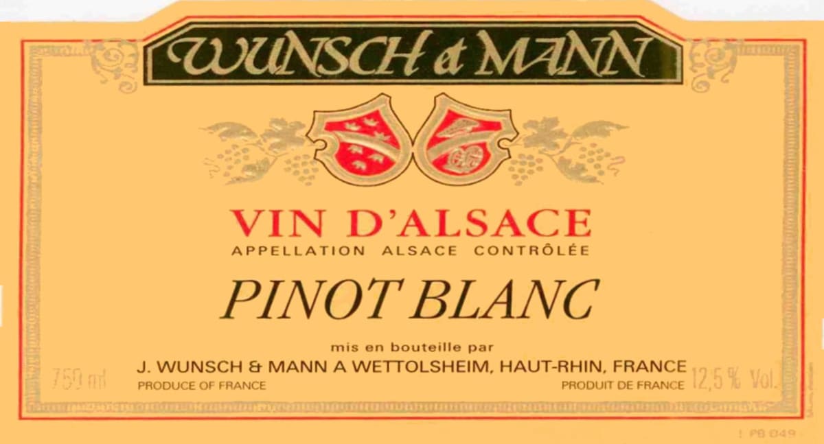 Domaine Wunsch et Mann Alsace Pinot Blanc 2003 Front Label