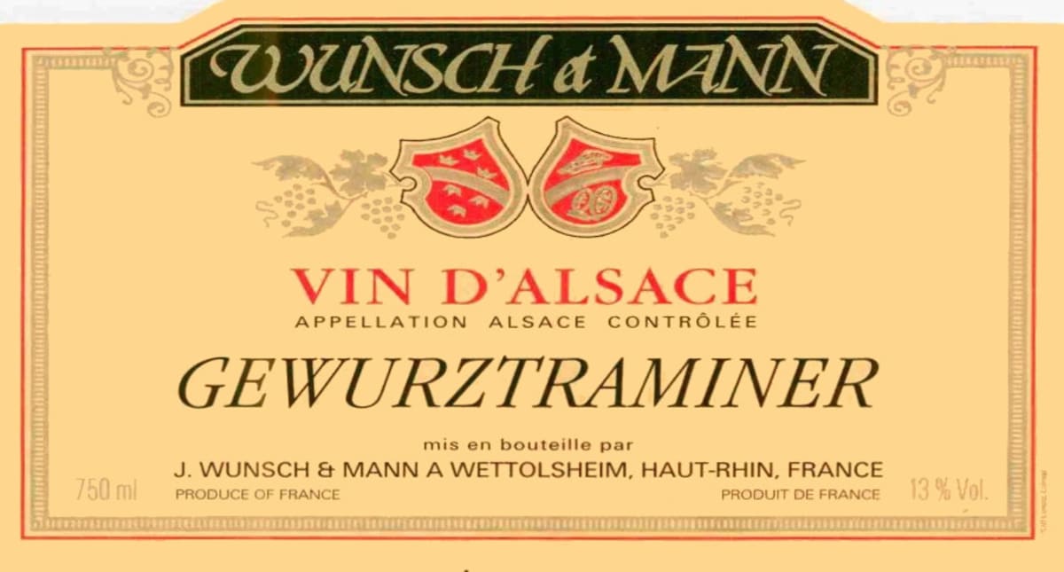 Domaine Wunsch et Mann Alsace Gewurztraminer 2001 Front Label