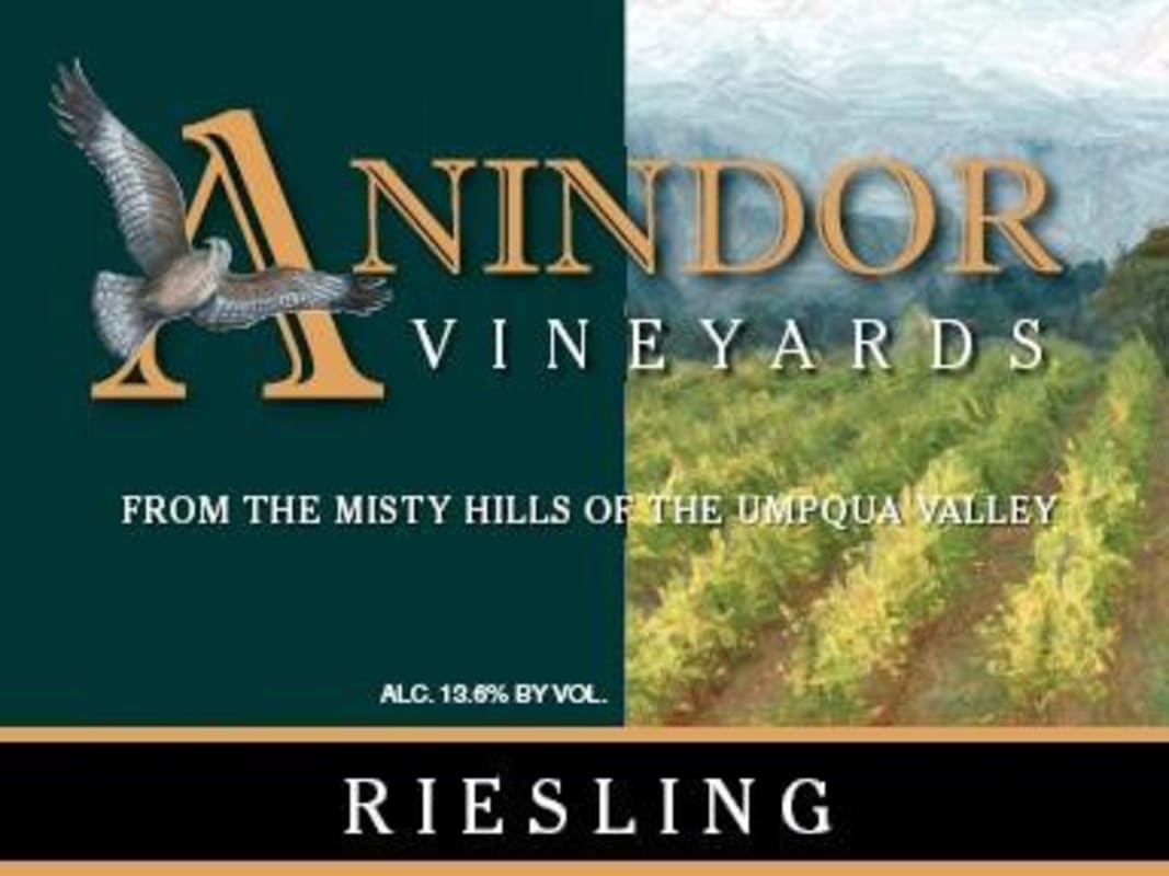 Anindor Vineyards Riesling 2012 Front Label