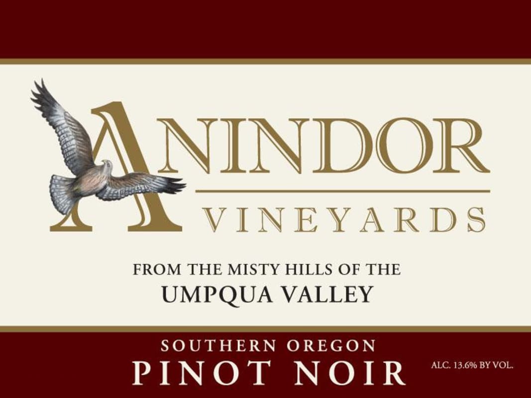 Anindor Vineyards Pinot Noir 2012 Front Label