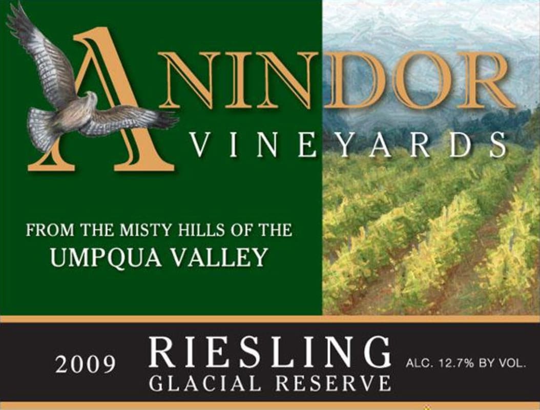 Anindor Vineyards Glacial Reserve Riesling 2009 Front Label