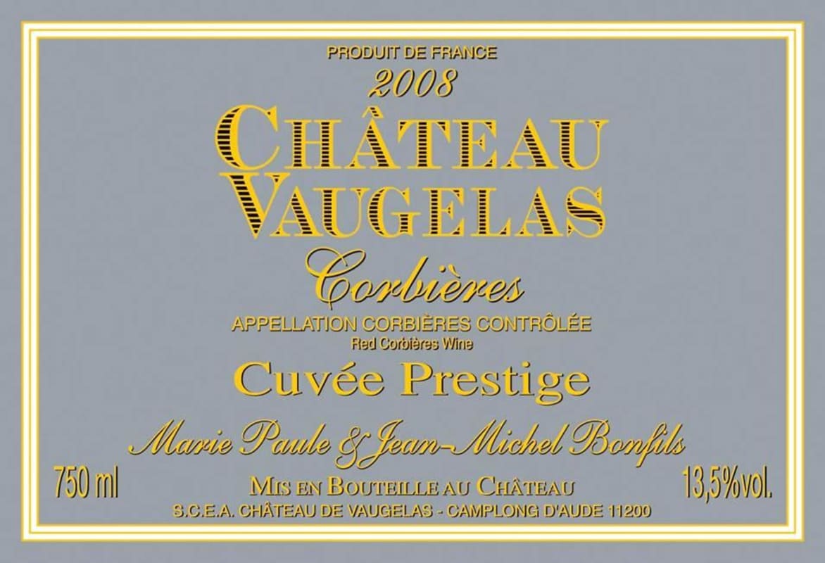 Domaines Bonfils Chateau de Vaugelas Cuvee Prestige 2008 Front Label