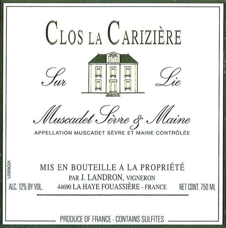 Jo Landron Muscadet Sevre et Maine Sur Lie Clos La Cariziere 2015 Front Label