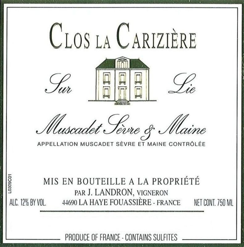 Jo Landron Muscadet Sevre et Maine Sur Lie Clos La Cariziere 2013 Front Label