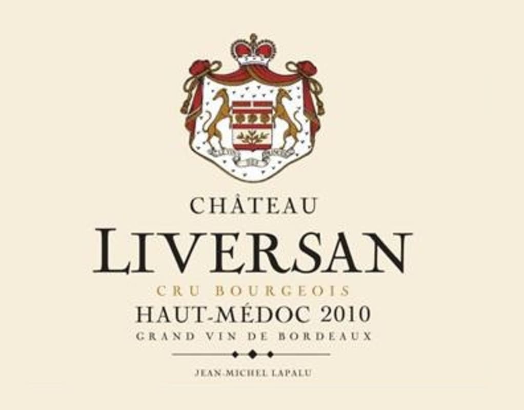 Domaines Lapalu Chateau Liversan 2010 Front Label