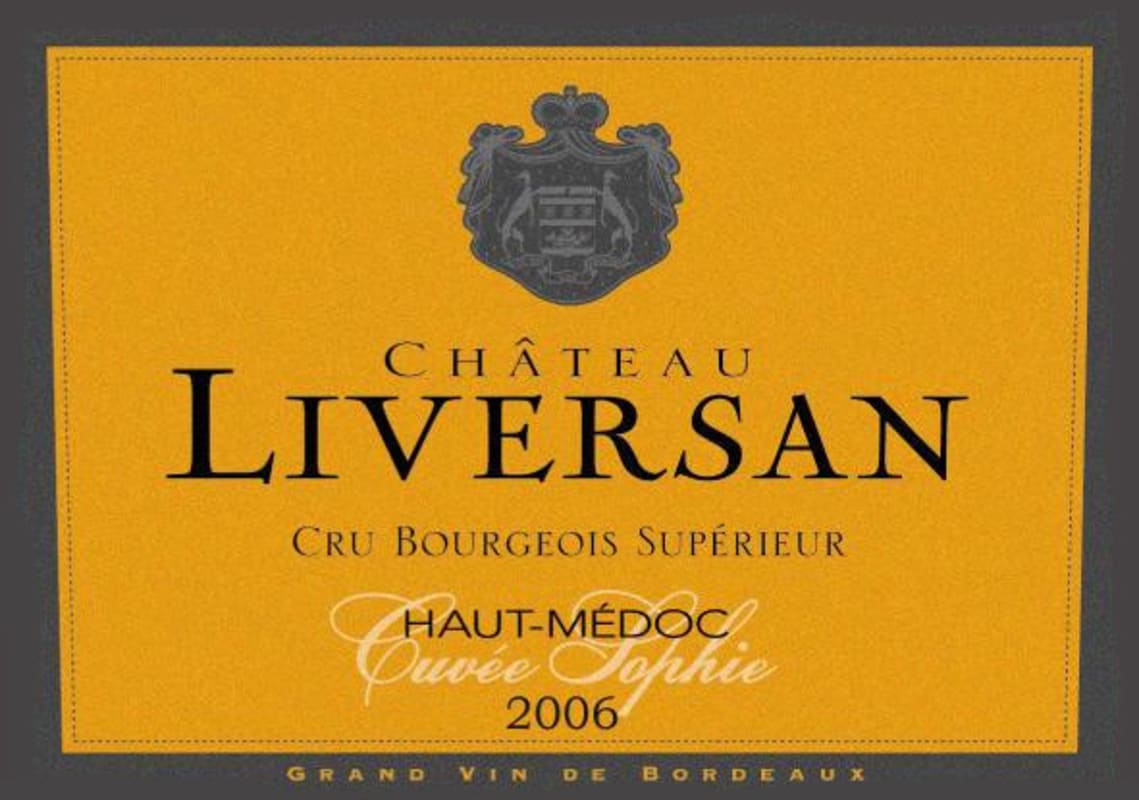Domaines Lapalu Chateau Liversan Cuvee Sophie 2006 Front Label