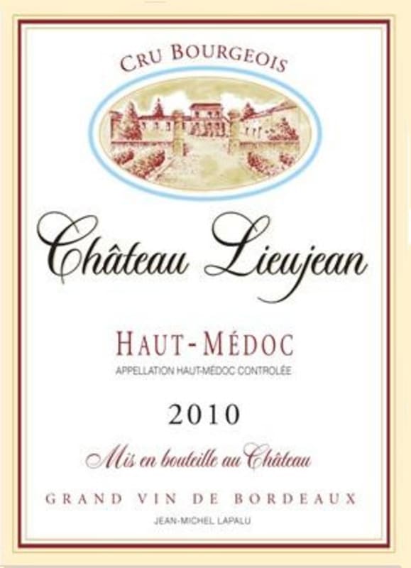 Domaines Lapalu Chateau Lieujean 2010 Front Label