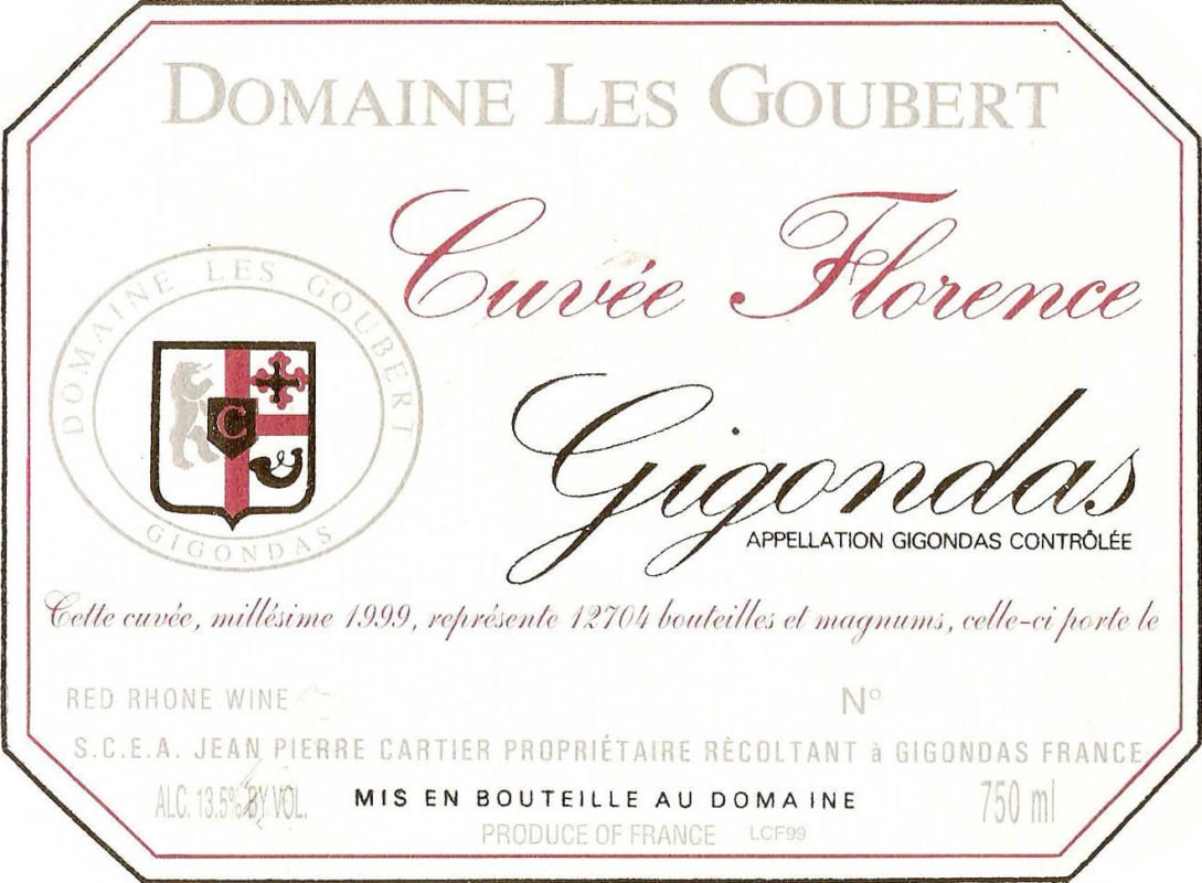 Domaine Les Goubert Gigondas Cuvee Florence 2010 Front Label