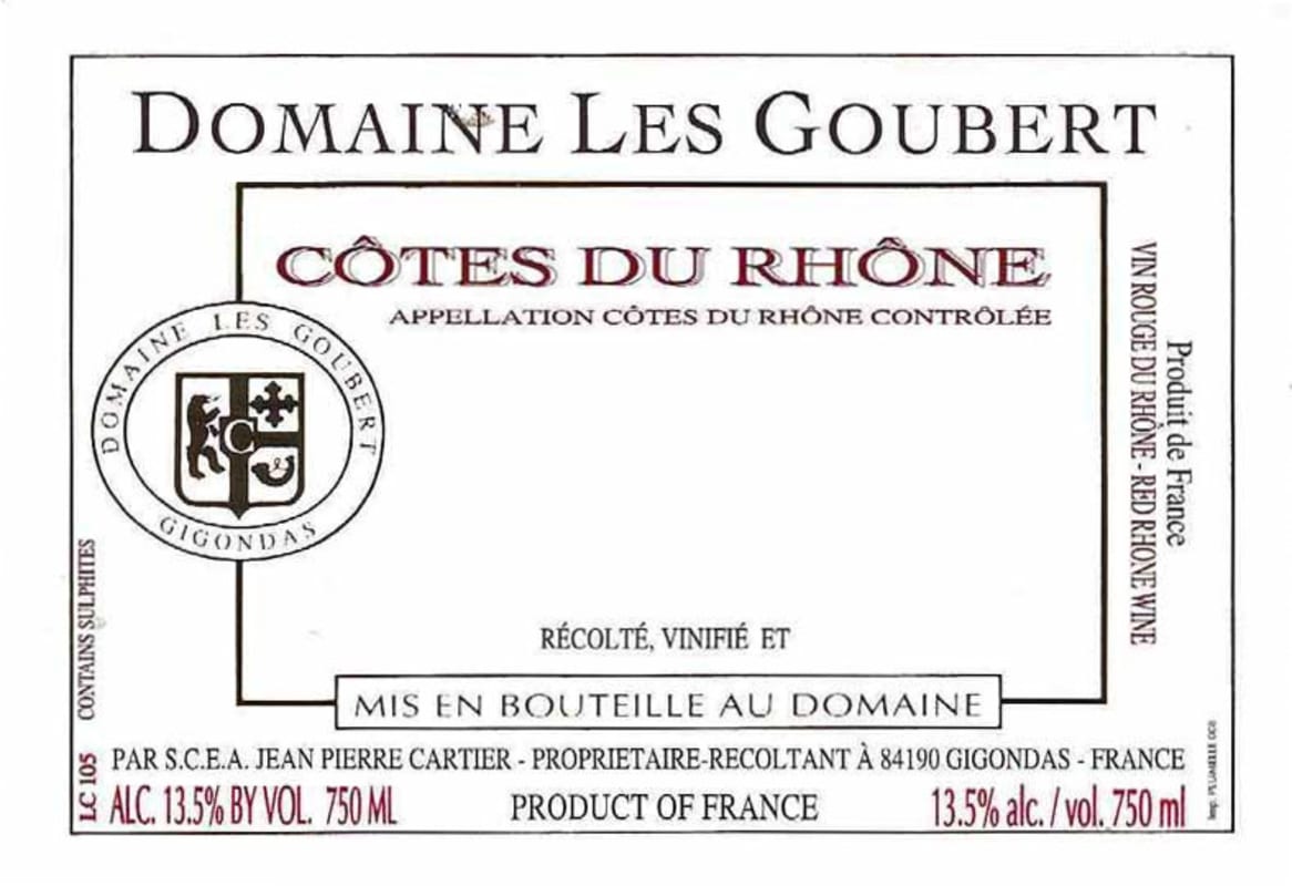 Domaine Les Goubert Cotes du Rhone 2014 Front Label