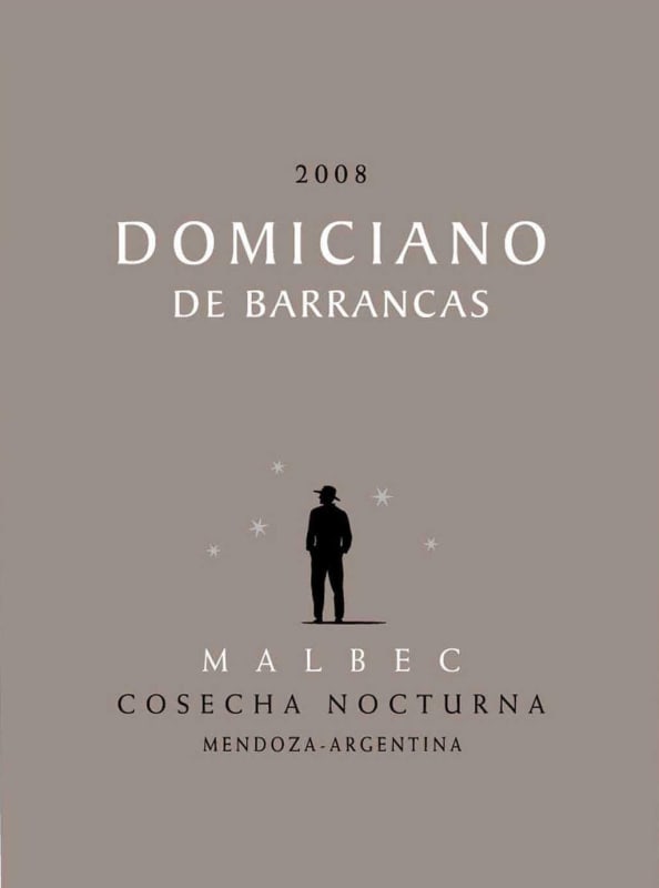 Domiciano de Barrancas Malbec 2008 Front Label