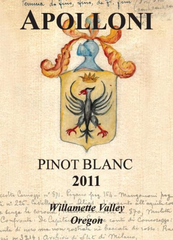 Apolloni Vineyards Pinot Blanc 2011 Front Label