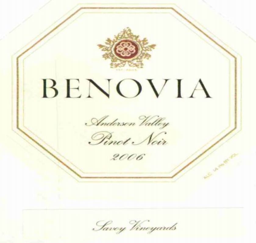 Benovia Savoy Vineyard Pinot Noir 2006 Front Label