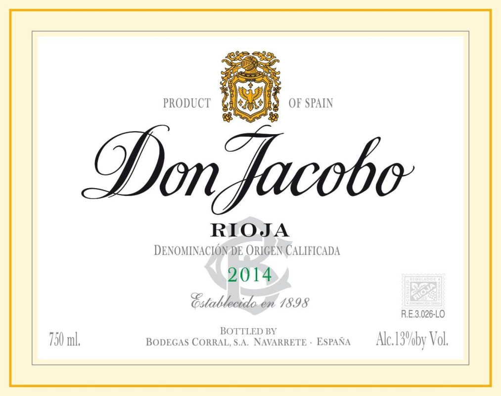 Don Jacobo Blanco 2014 Front Label