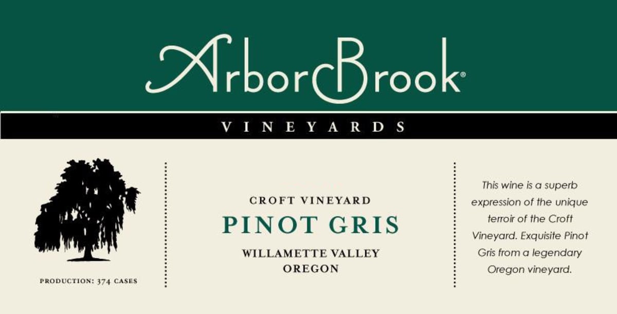ArborBrook Vineyards Croft Pinot Gris 2014 Front Label