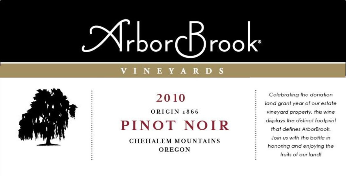ArborBrook Vineyards Origin 1866 Pinot Noir 2010 Front Label