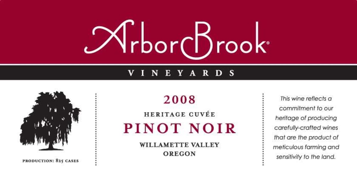 ArborBrook Vineyards Heritage Cuvee Pinot Noir 2008 Front Label