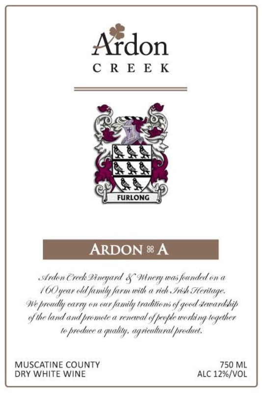 Ardon Creek Vineyard and Winery Ardon A 2015 Front Label