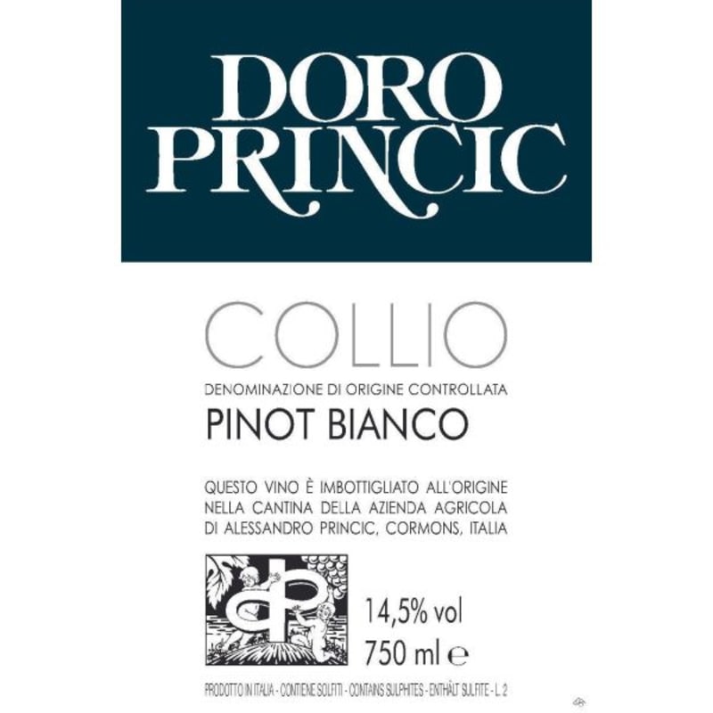 Doro Princic Collio Pinot Bianco 2014 Front Label