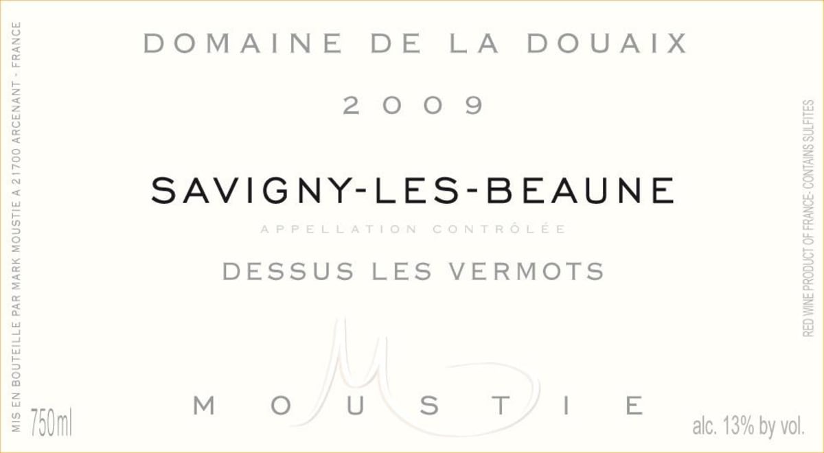Douaix Savigny-les-Beaune Dessus Les Vermots 2009 Front Label