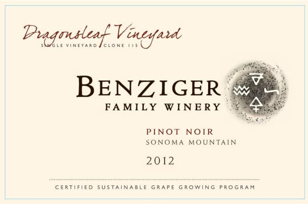 Benziger Dragonsleaf Vineyard Pinot Noir 2012 Front Label