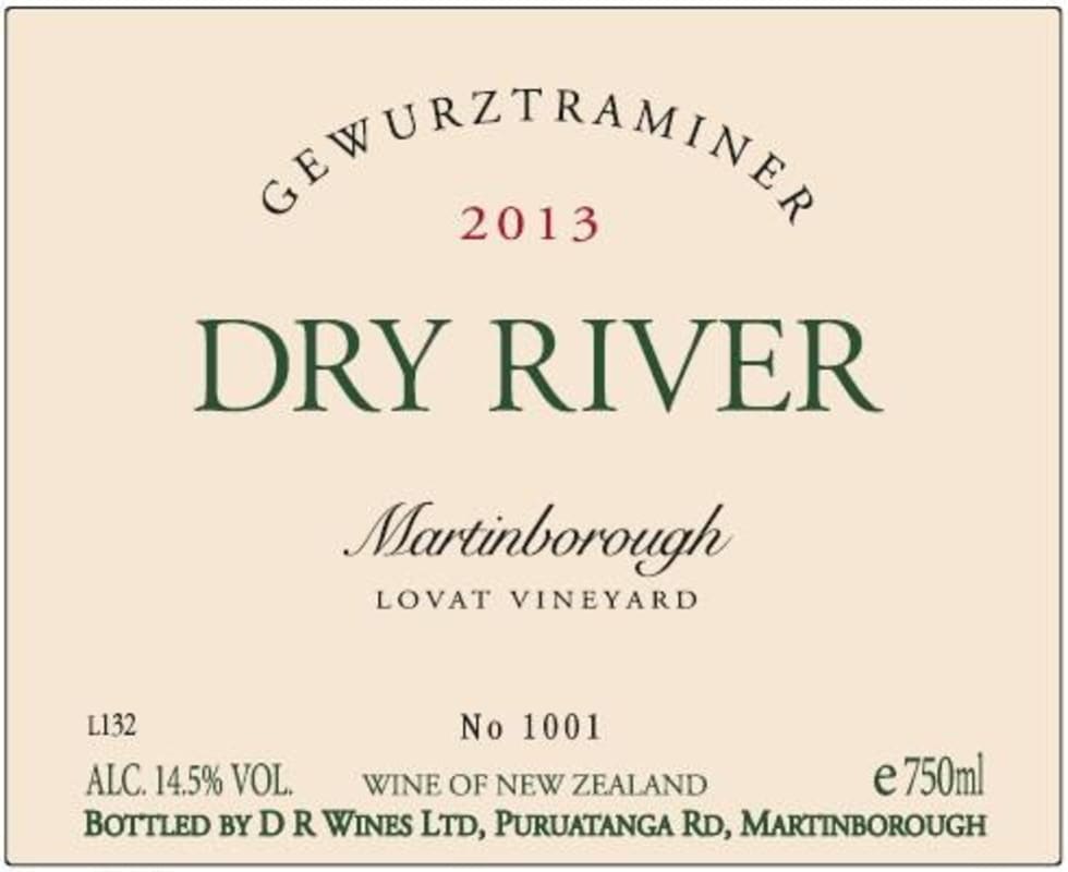 Dry River Wines Lovat Gewurztraminer 2013 Front Label