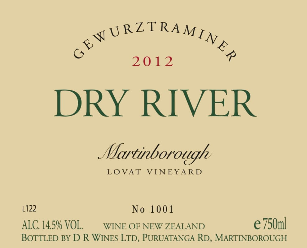 Dry River Wines Lovat Gewurztraminer 2012 Front Label