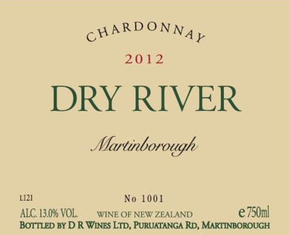 Dry River Wines Chardonnay 2012 Front Label