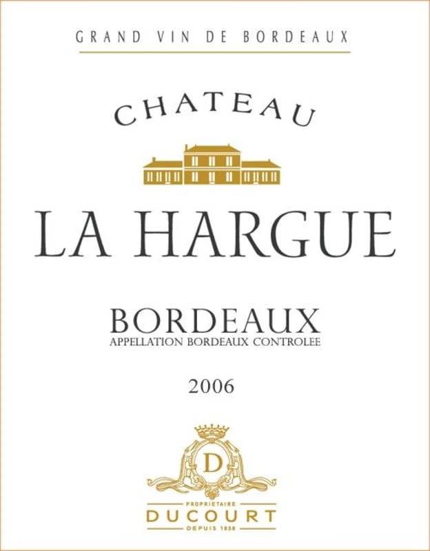 Ducourt Chateau La Hargue Blanc 2006 Front Label