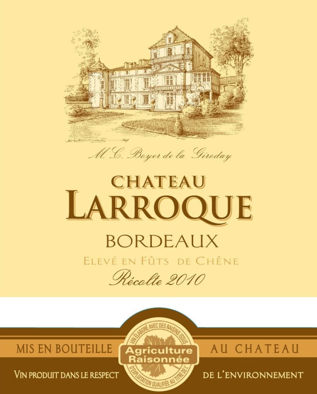 Ducourt Chateau Larroque 2010 Front Label