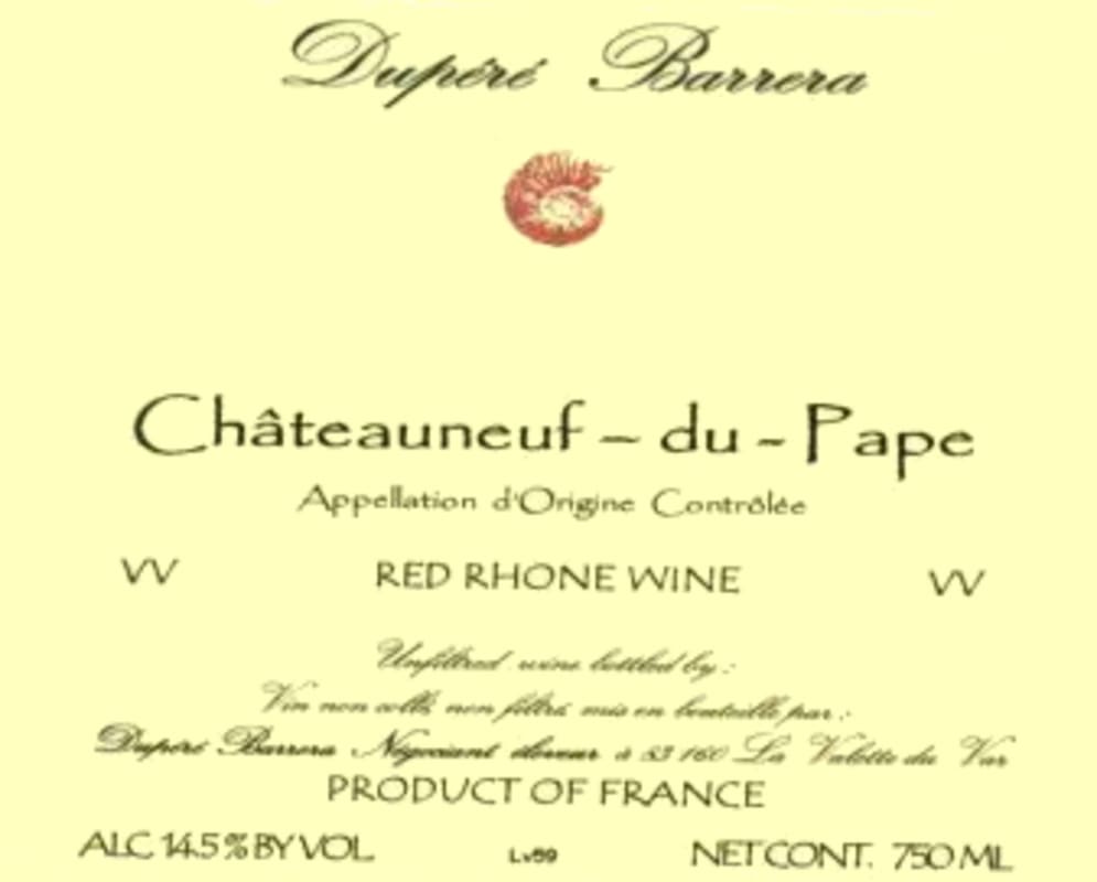 Dupere Barrera Chateauneuf-du-Pape 2011 Front Label