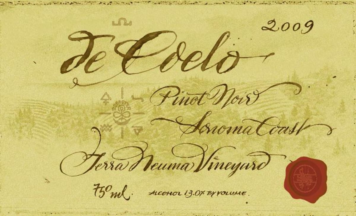 Benziger De Coelo Pinot Noir Terra Neuma Vineyard 2009 Front Label