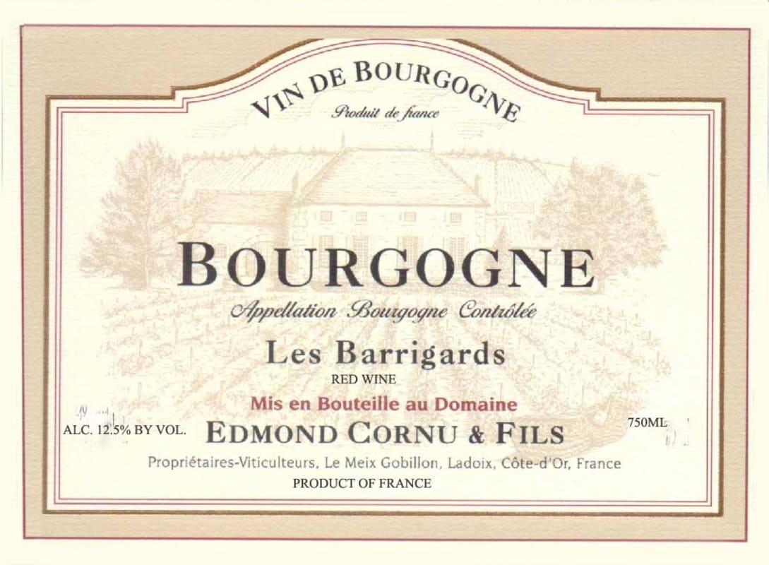 Edmond Cornu & Fils Bourgogne Les Barrigards 2014 Front Label