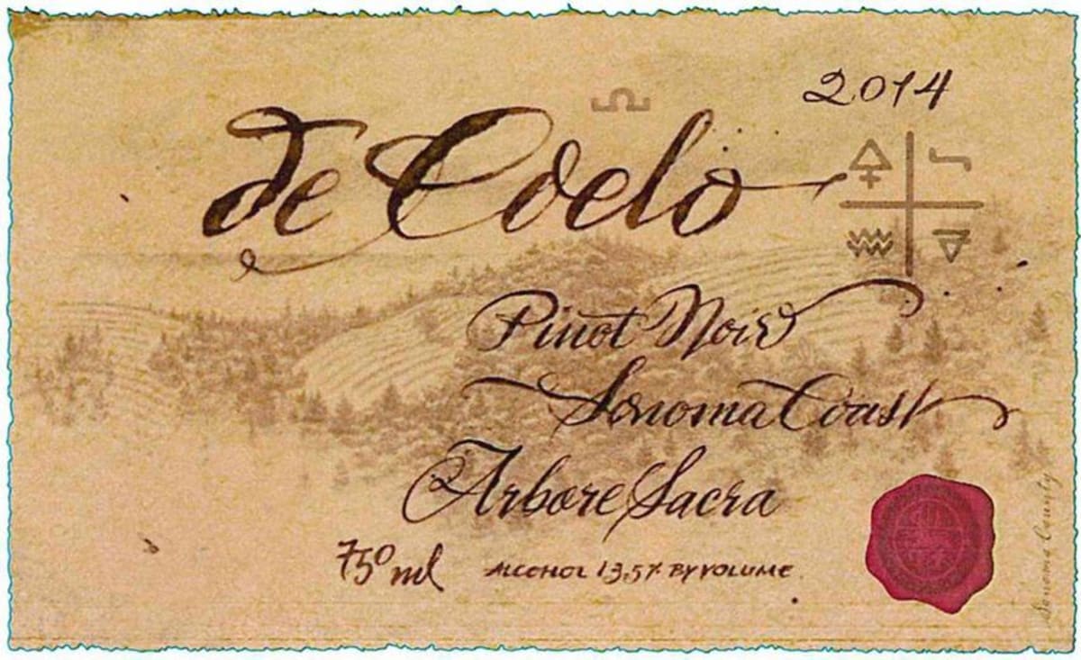 Benziger De Coelo Pinot Noir Arbore Sacra 2014 Front Label