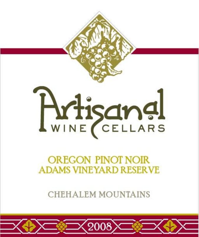 Artisinal Wine Cellars Adams Vineyard Reserve Pinot Noir 2008 Front Label