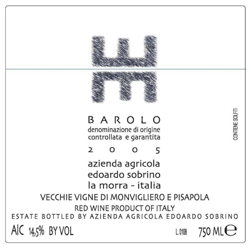 Bodega Severino Sanz Barolo Vecchie Vigne di Monvigliero e Pisapola 2005 Front Label