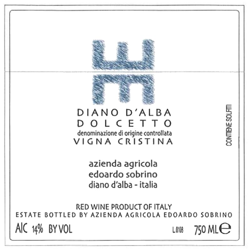 Bodega Severino Sanz Dolcetto di Diano d'Alba 2012 Front Label