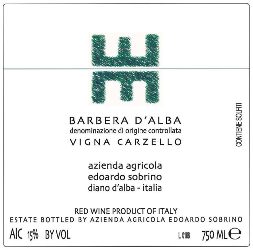 Bodega Severino Sanz Barbera d'Alba Vigna Carzello 2012 Front Label