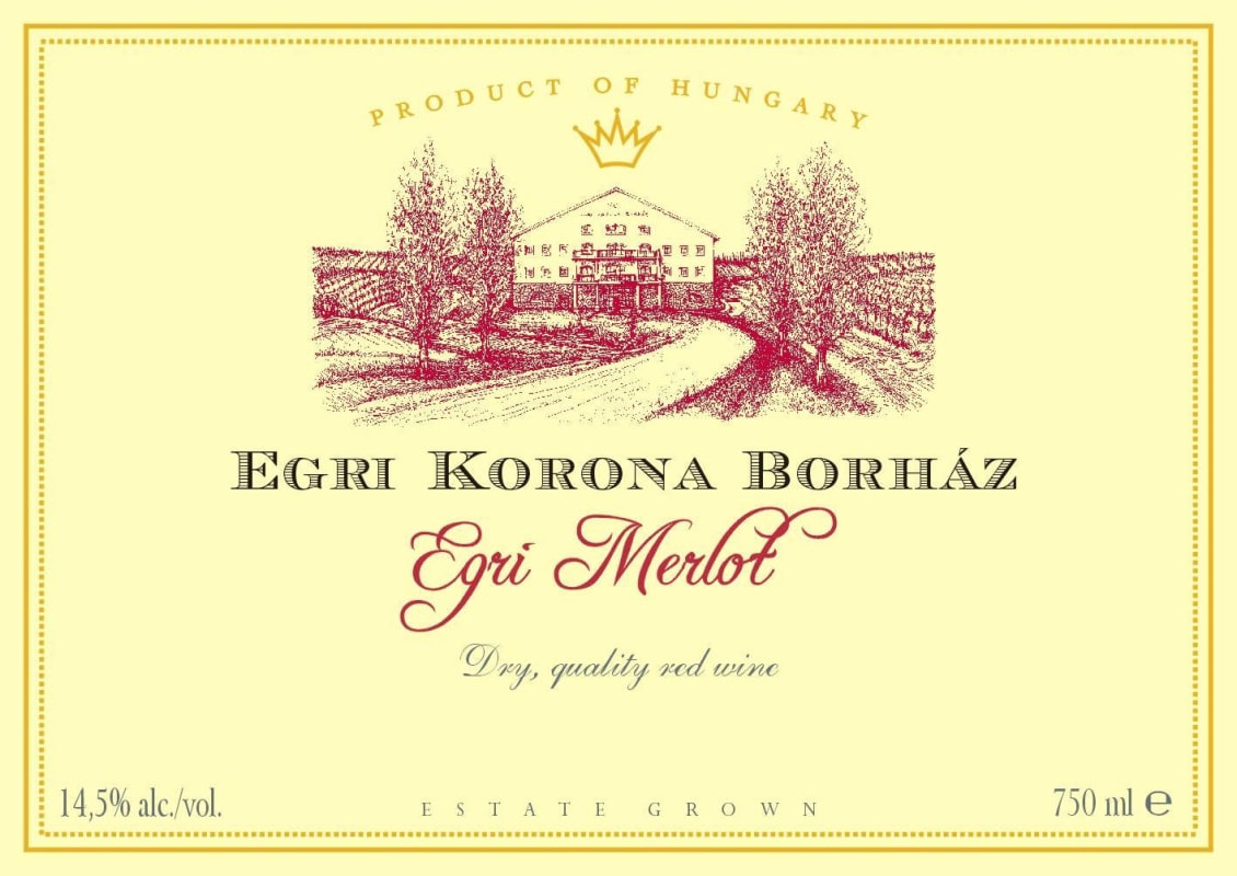 Egri Korona Borhaz Egri Merlot 2013 Front Label