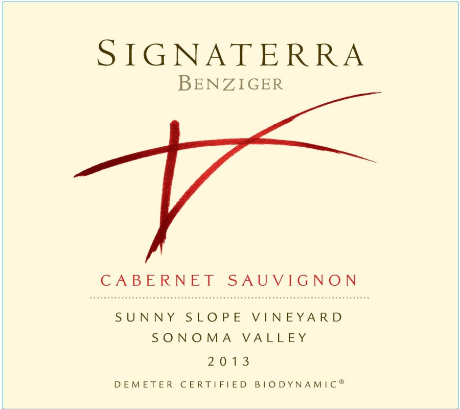 Benziger Signaterra Sunny Slope Vineyard Cabernet Sauvignon 2013 Front Label