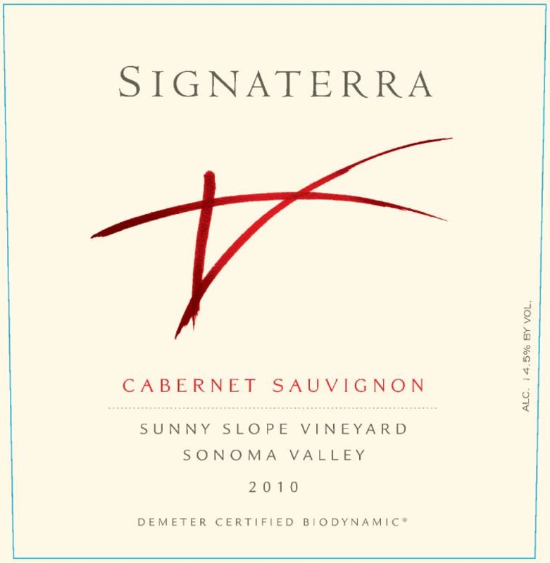 Benziger Signaterra Sunny Slope Vineyard Cabernet Sauvignon 2010 Front Label