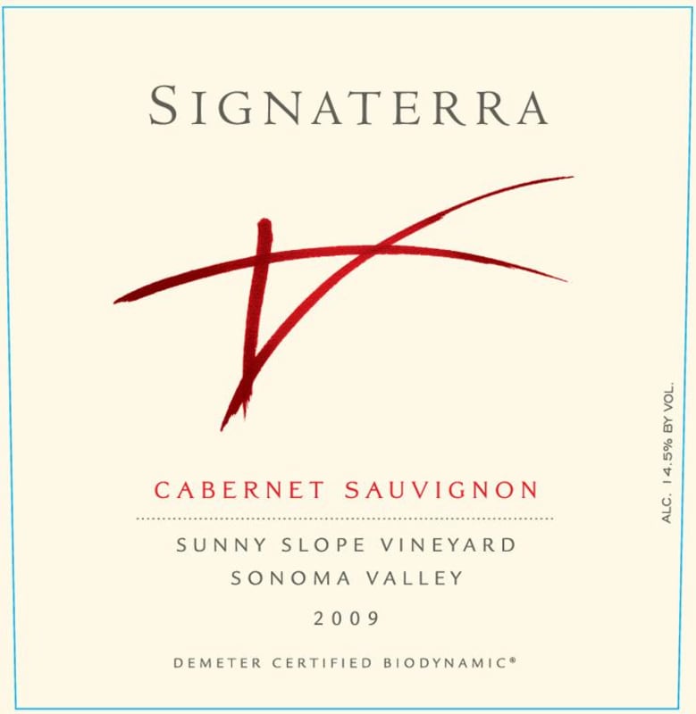Benziger Signaterra Sunny Slope Vineyard Cabernet Sauvignon 2009 Front Label