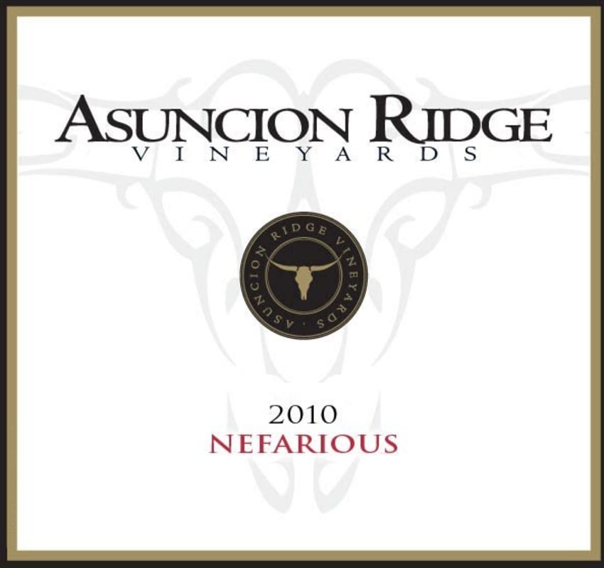 Asuncion Ridge Vineyards Nefarious 2010 Front Label